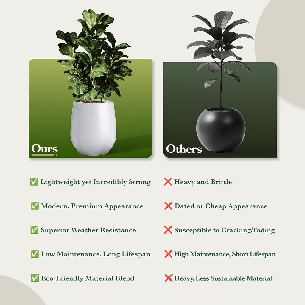 Premium Mt Wilson Tall Tapered Fiberstone Planter for Indoor Outdoor Use, Modern Large Olive Tree Pot with Drainage