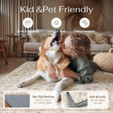 6x6 Washable Neutral Round Rug Beige Vintage Living Room Bedroom Circle Rug Non-Slip Soft Low Pile F