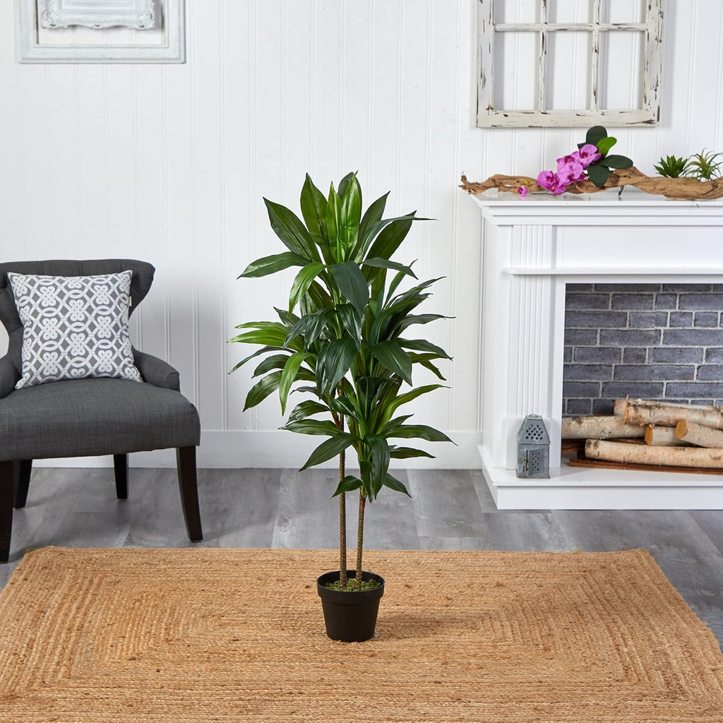 48 in Artificial Dracaena Real Touch Plant with Pot | Multi-Tonal Trunks, Large Indoor Silk Plant, Maintenance-Free