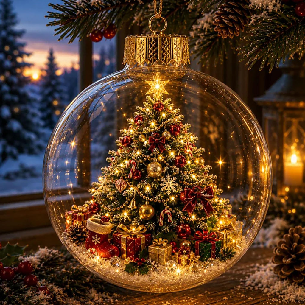 Glowing Christmas Story Ornament, Light-Up Mini Holiday Scene with Warm LED Light, Festive Keepsake Gift Christmas