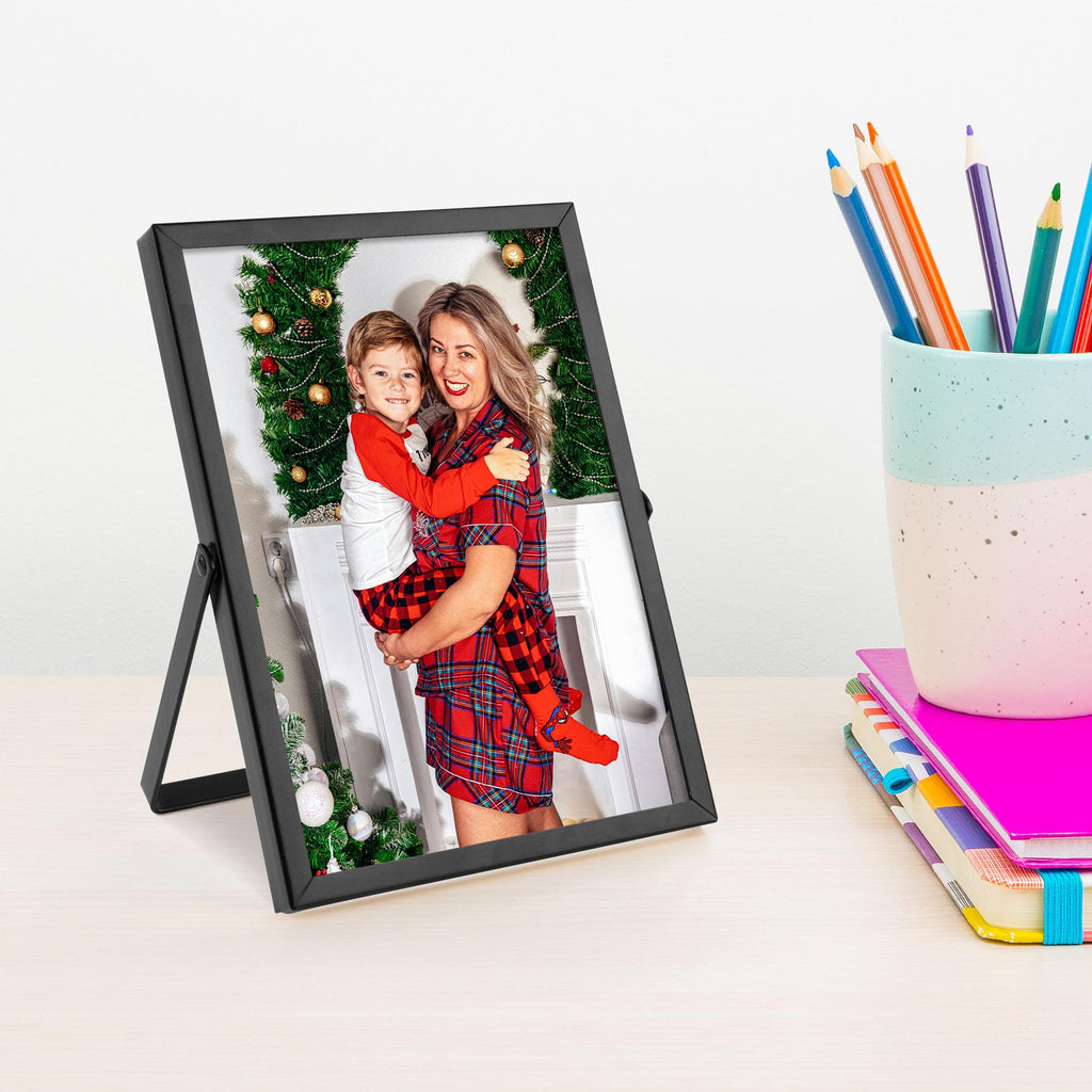 5x7 Floating Picture Frames 2 Pack, Black Vertical
