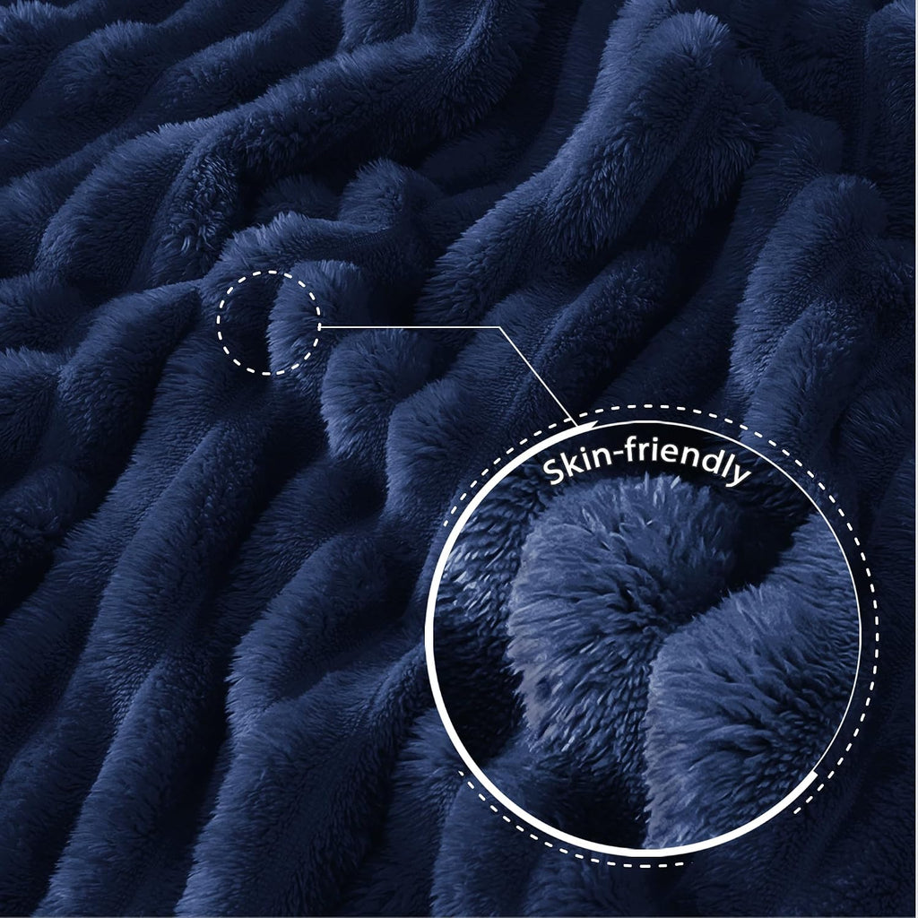 Fleece Throw Blanket, Super Soft Striped Jacquard Bed Blanket, Lightweight Fuzzy Cozy for All Seasons, 50x60 Inches