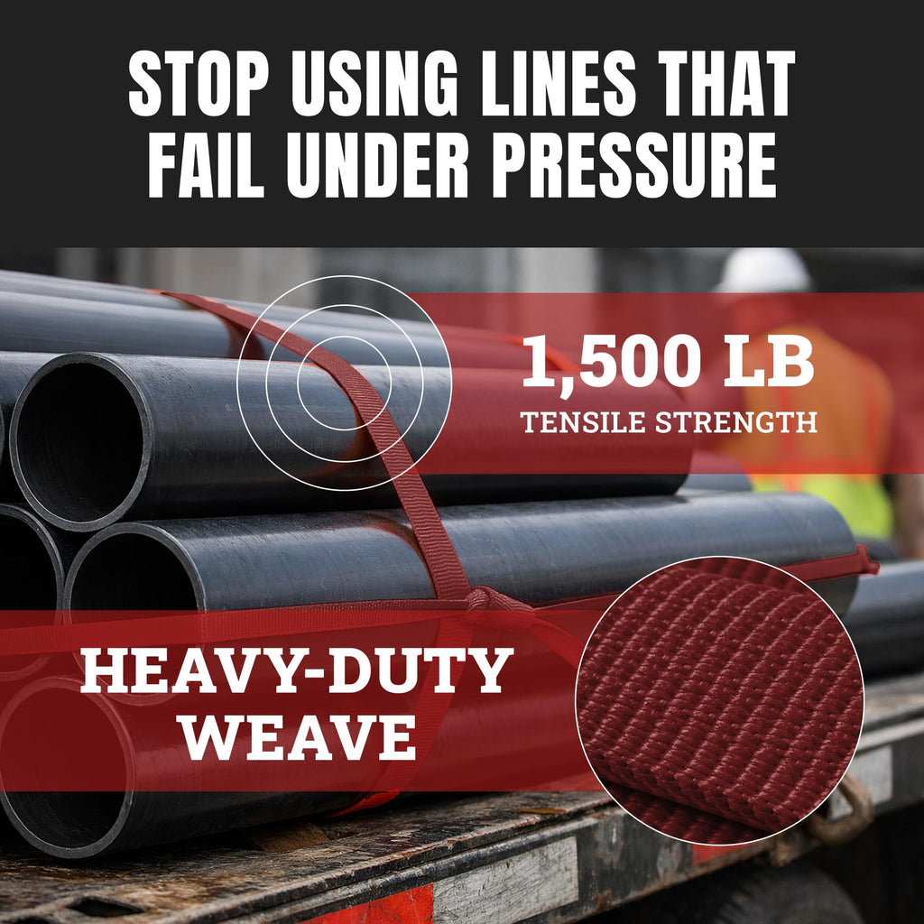 Pull Line - 5/8 Inch, 1,500 lb, Flat Polyester Pulling Tape, Conduit Wire Pulling, Made in USA, Burgundy, 350 ft