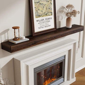 Fireplace Mantel Shelf 60 Inch, Rustic Handcrafted Wood Mantles for Over Fireplace, Farmhouse Wall Mounted Floating