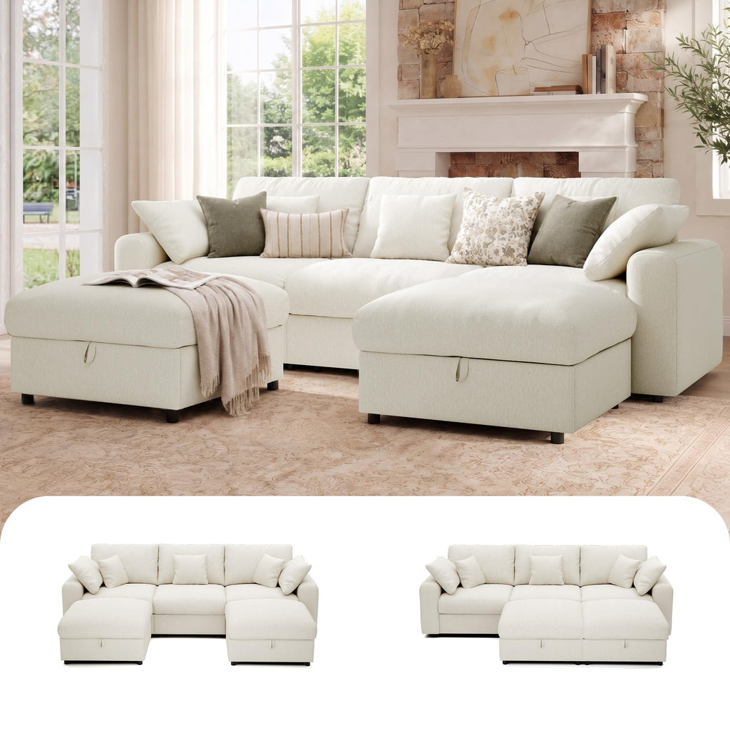 Oversized Cloud Sectional Couches, Modular Sectional Sofa with Wide Deep Seat, Coner Couch with Throw Pillow and