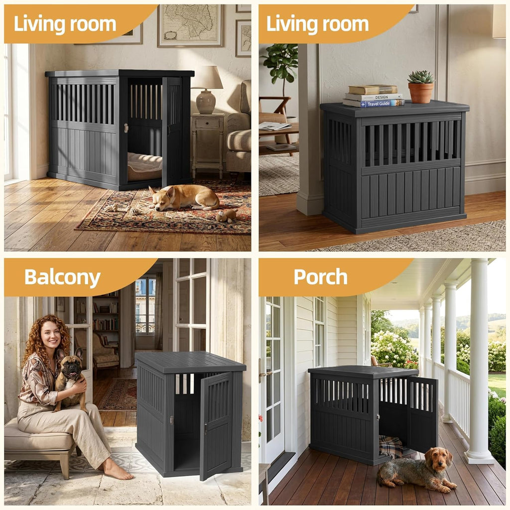 30 INCH Small Dog Crate Furniture Lockable Dog Kennel Indoor Dog Cage Heavy Duty Decorative Plastic Pet Cage End Table