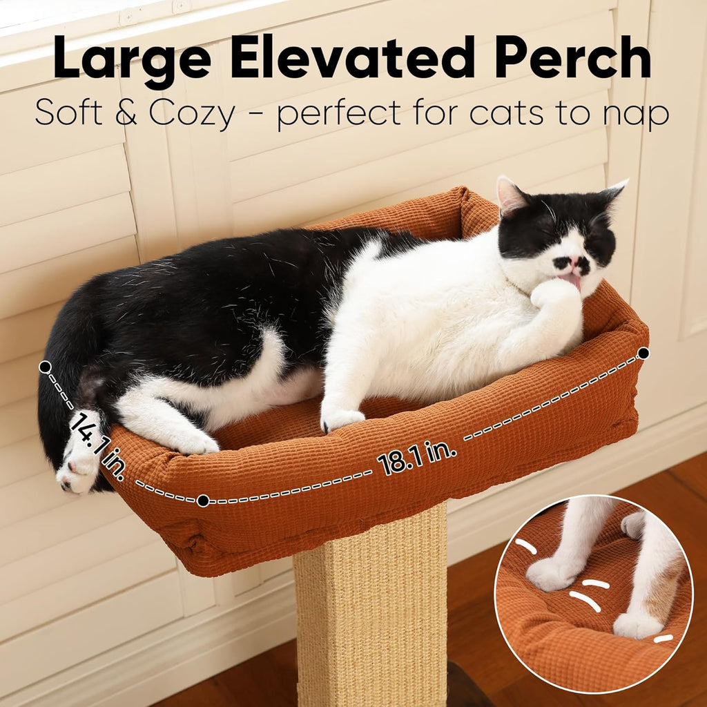 Cat Scratching Post, Retro-Style Tall Scratch Posts with Perch for Infoor Cats Adults
