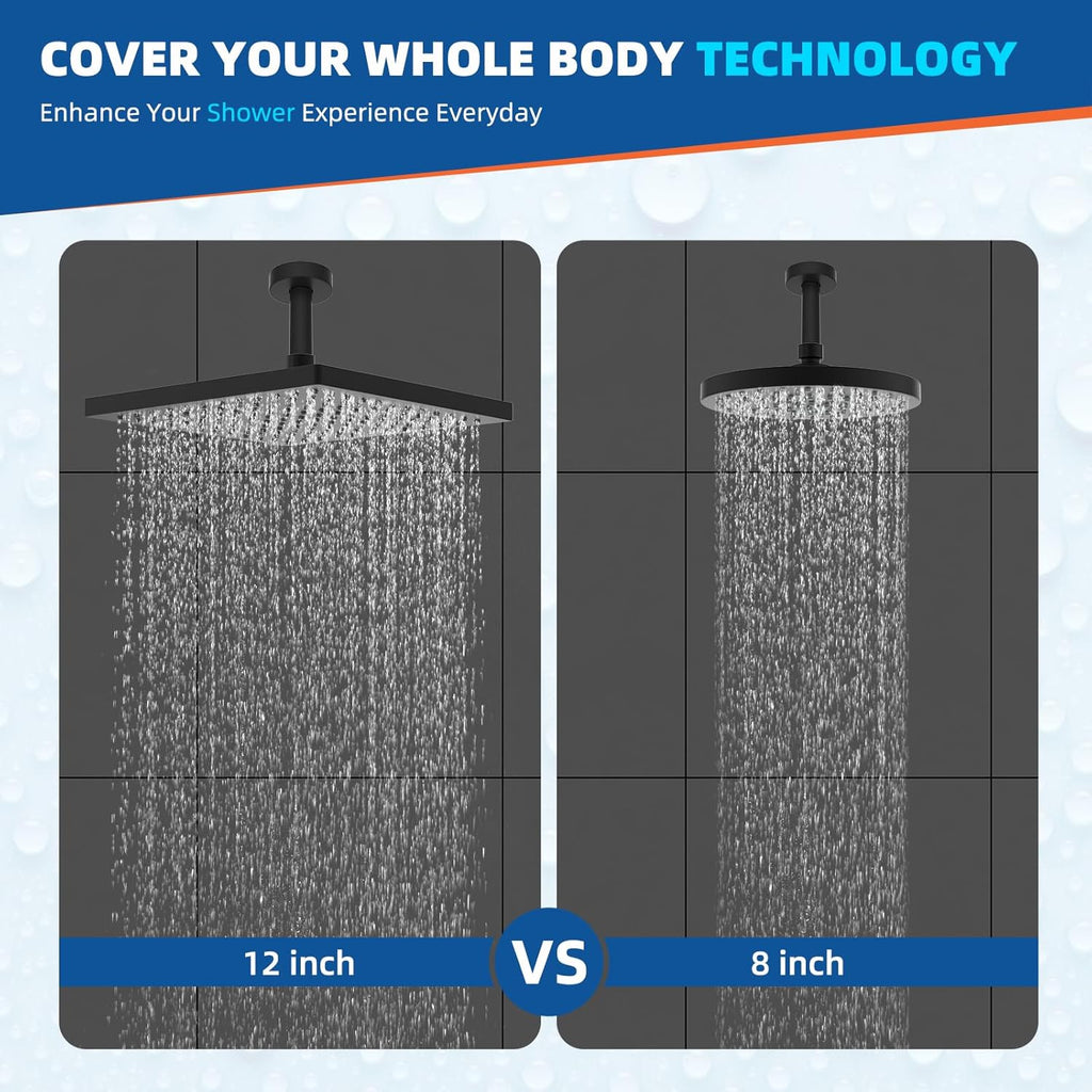 CUCPC Certified Metal Rain Shower Head, 12'' High Pressure Shower Heads
