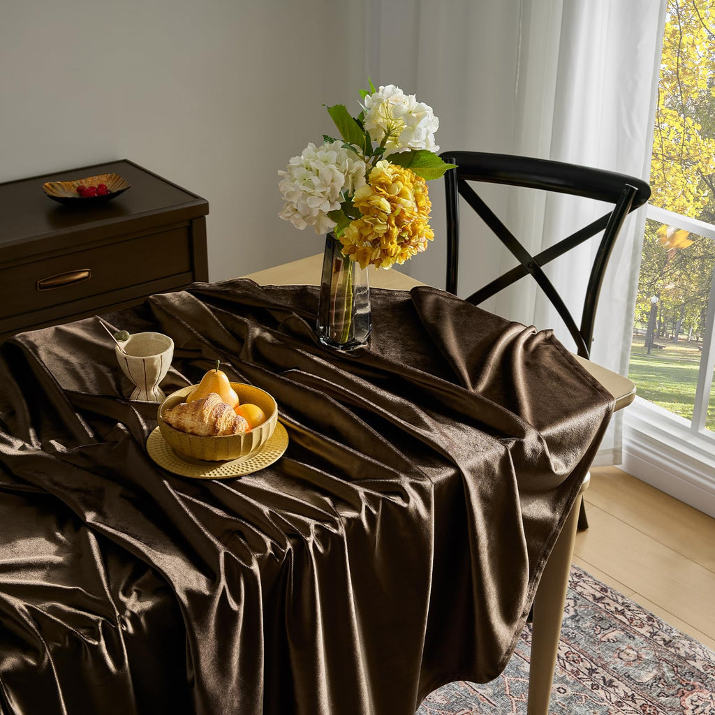Fall Brown Velvet Tablecloths Rectangular French Luxury Solid Table Cloth