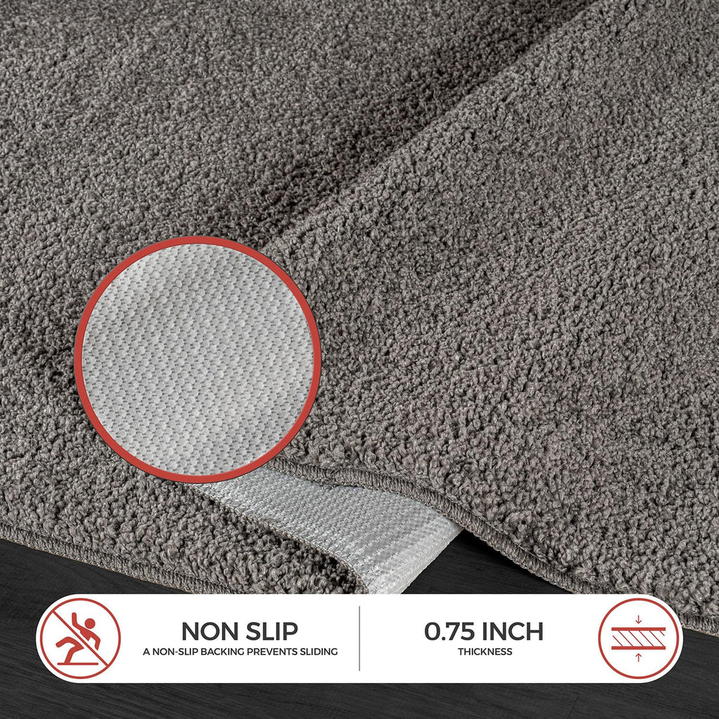 Non Slip Solid Area Rug Dark Gray 9x12 Rubber Back Soft Large Rugs Kitchen Bedroom and Hallway Stain Resistant