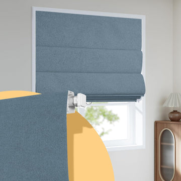 No Drill Roman Shades for Windows, Cordless Blackout Window Shades with UV Protection, Easy Install for Indoor