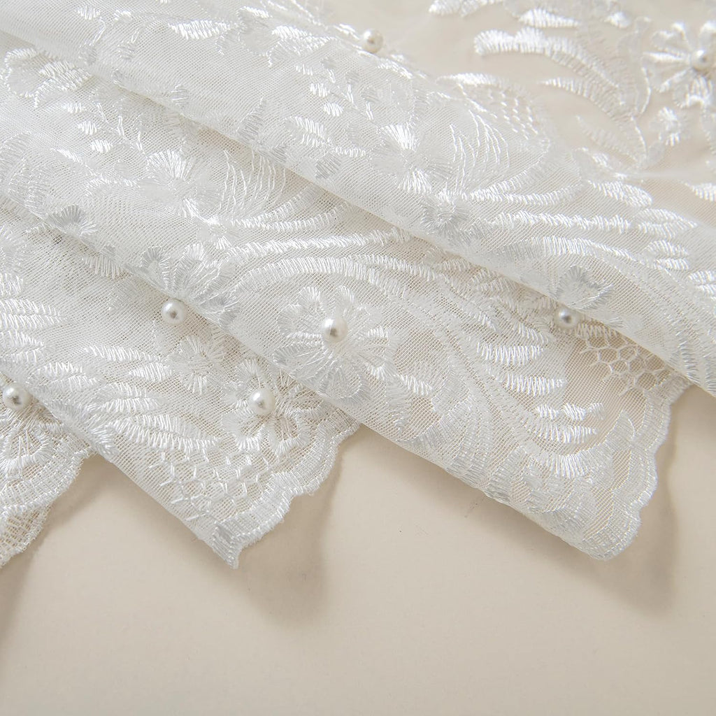 White Sheer Voile Curtains, Decorative White Embossed Butterflies Rod Pocket Window Drapes for Home Kitchen, Living