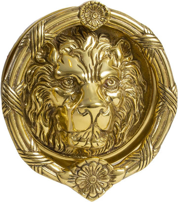 Vintage"Sandringham" Solid Brass Lion Head Door Knocker (7 inches, Brass)