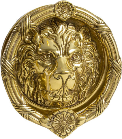 Vintage"Sandringham" Solid Brass Lion Head Door Knocker (7 inches, Brass)