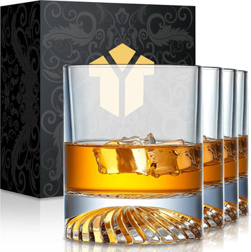 Whiskey Glasses Old Fashioned Glasses Set of 4 12oz Rocks Glasses Gift for Men Women Drinking Bourbon Scotch