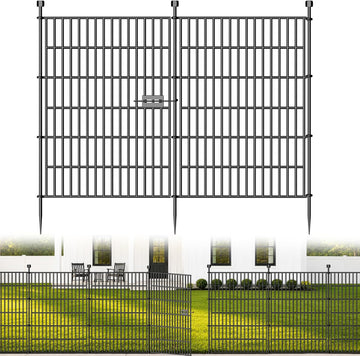 No-Dig Decorative Outdoor Garden Fence for Yard, Animal Barrier Fencing for Dog | Rustproof Metal Temporary Fence for (5 Panels)
