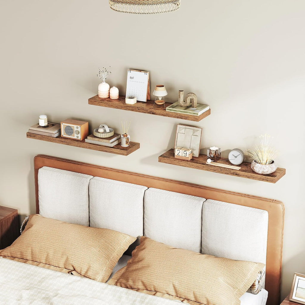 Floating Shelves for Wall, 1.5" Thick Wall Shelf Set of 3 with Invisible Brackets, L31.5 x W7.9 Hanging Shelves