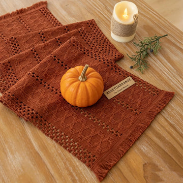 Fall Thanksgiving Boho Macrame Table Runner 12x72 Inch