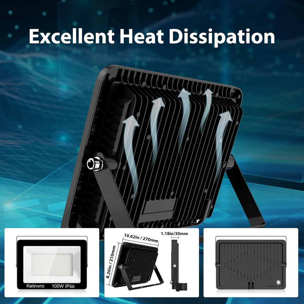 100 W Outdoor LED Floodlight, 10000 lm LED Floodlight, 4200 K Warm White IP66 Waterproof Outdoor Lighting for Garden