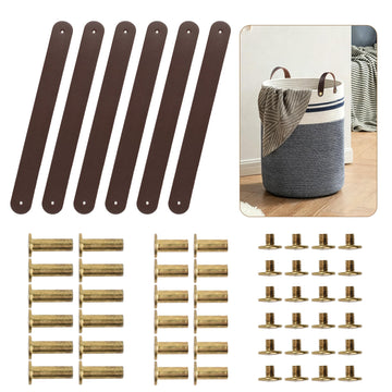 6 Pack Leather Drawer Pulls 7.5 Inch Cabinet Handles Dresser Brown