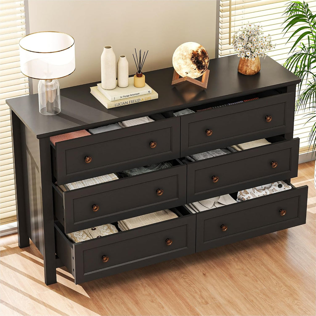 Farmhouse Dresser Nightstand Sets, 4-Piece Bedroom Furniture Set | 5/6 Drawer Dresser Closet & 3 Drawer Nightstand