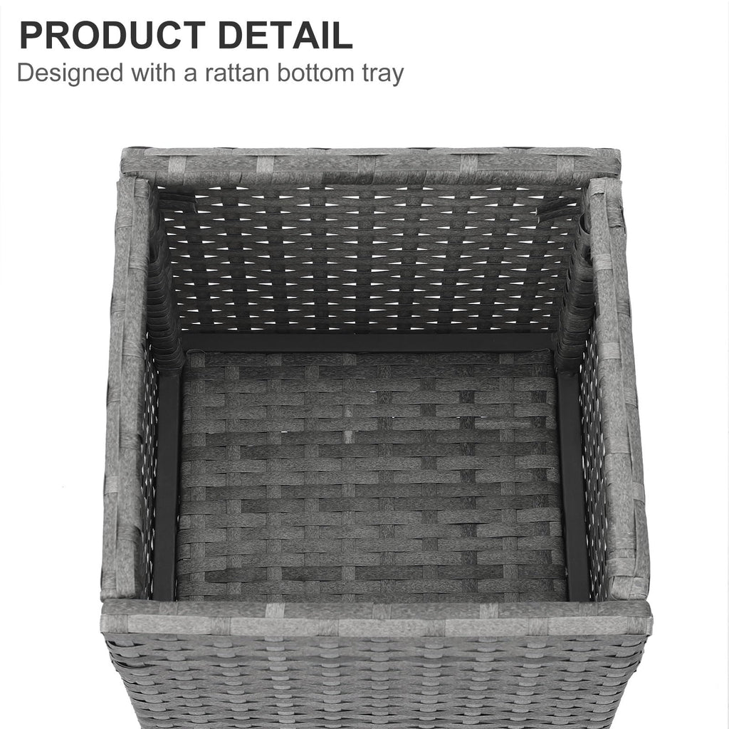 2 Pack Tall Planters for Outdoor Rattan Square Box 12x12x24inch