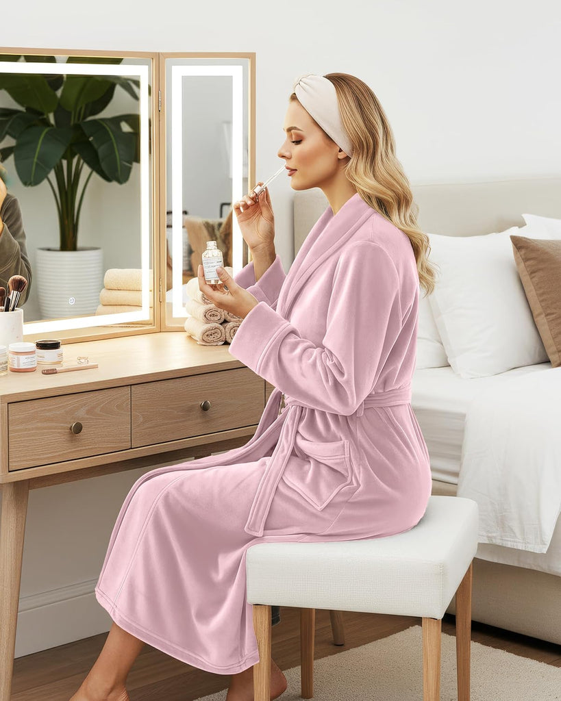 Premium Plush Fleece Robes for Women Fluffy Soft Long Bathrobe