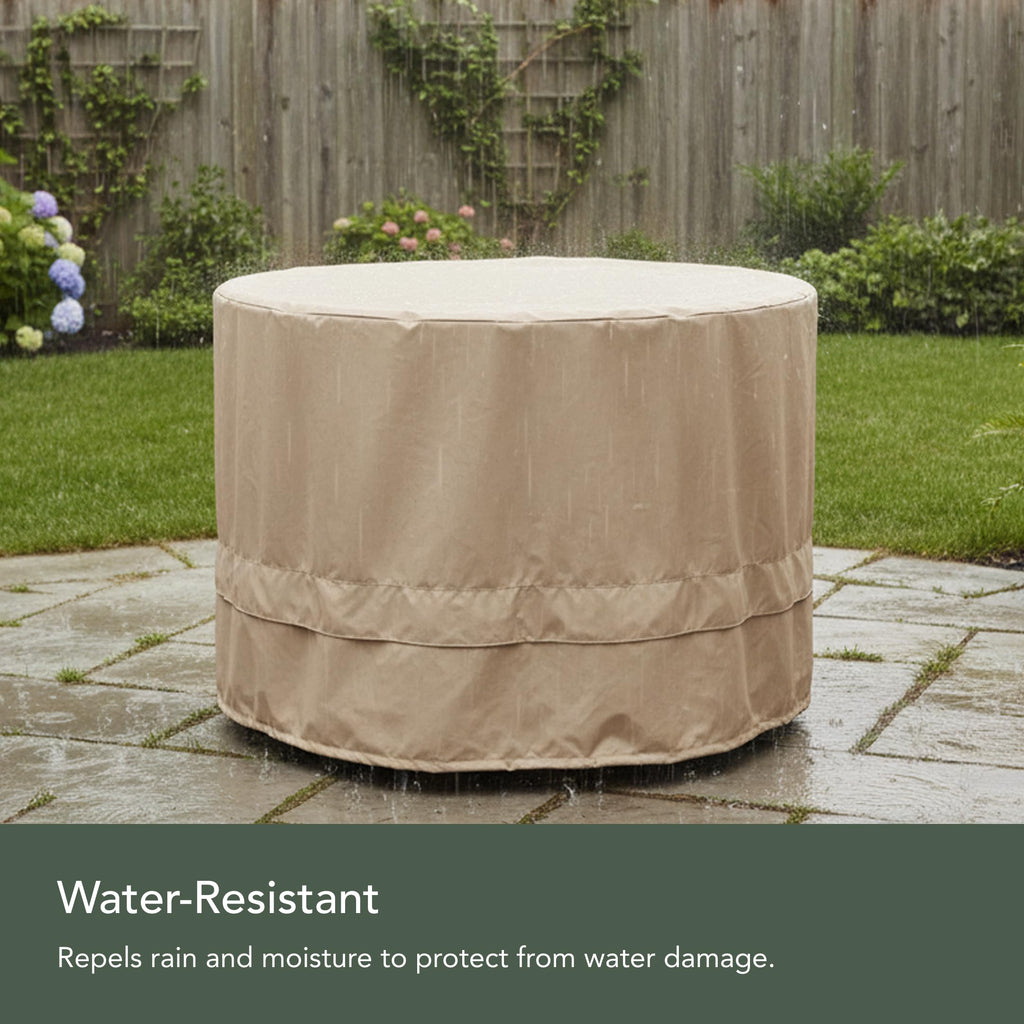 Ultima Round Fire Pit Cover, Polyester, 42Diax25H, Ripstop Tan
