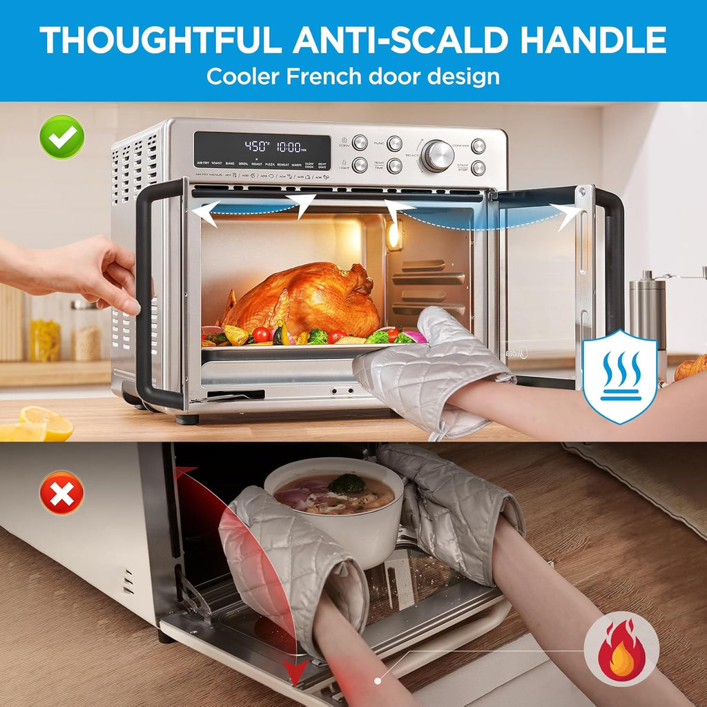 Flexify Classic French Door Toaster Oven Air Fryer Combo, 10-in-1 Large Capacity 26.4 QT Countertop Oven, 25% Faster