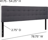 Bedford Tufted Upholstered King Headboard in Dark Gray Fabric