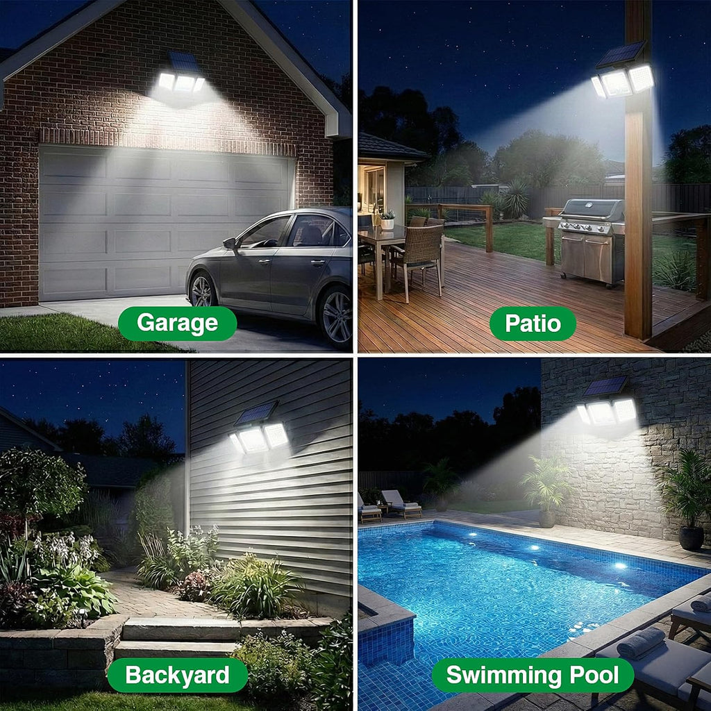 Solar Outdoor Lights Motion Sensor, 2500LM 286 LED Security Flood Lights with Visual Battery & Mode Display, 3