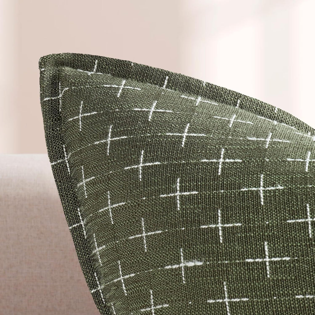 12x20 Pillow Covers Set of 2 Soft Polyester Textured Lumbar Pillow Covers with Stylish Flange Edge Cozy Farmhouse