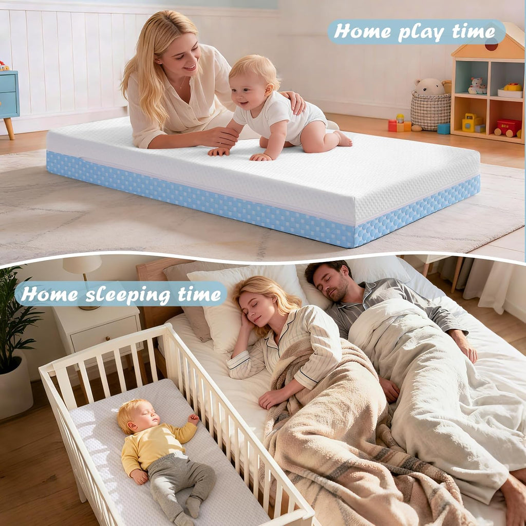 Crib Mattress Dual Sided Memory Foam Baby Toddler Bed Mattress, 52" x 27.6" x 5.5" Soft Breathable Mattresses