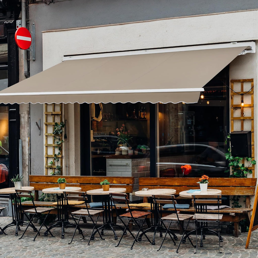 12'x10' Patio Awning Retractable, Fully Assembled Motorized LED Light Awnings Electric Commercial Grade - Quality