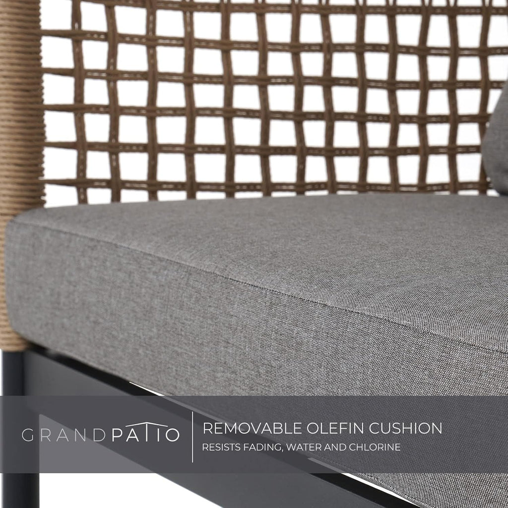 Outdoor 4-Piece Conversation Set Rust Free Patio Furniture Set Open-Weave Wicker Olefin Modern Sofa Seating for