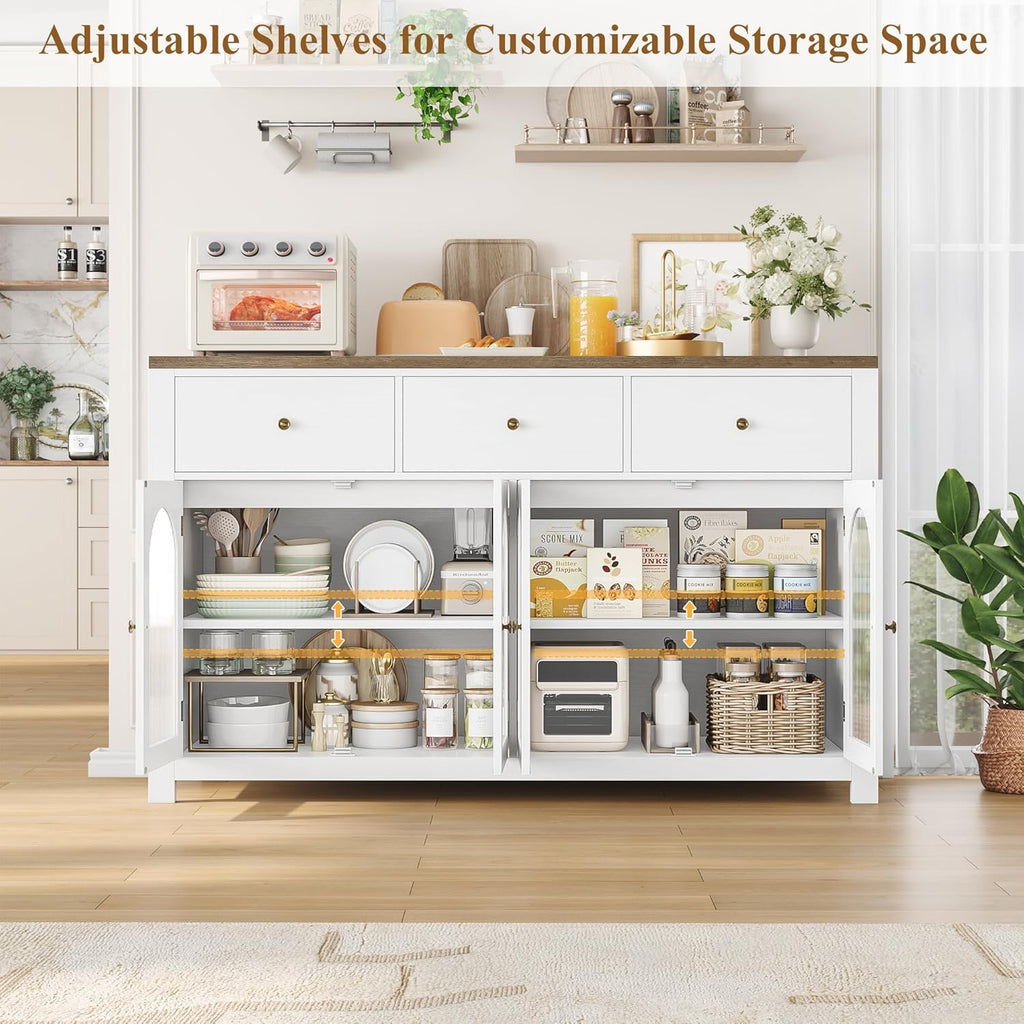 Buffet Cabinet with Storage, 55.1" Large Sideboard Buffet Cabinet