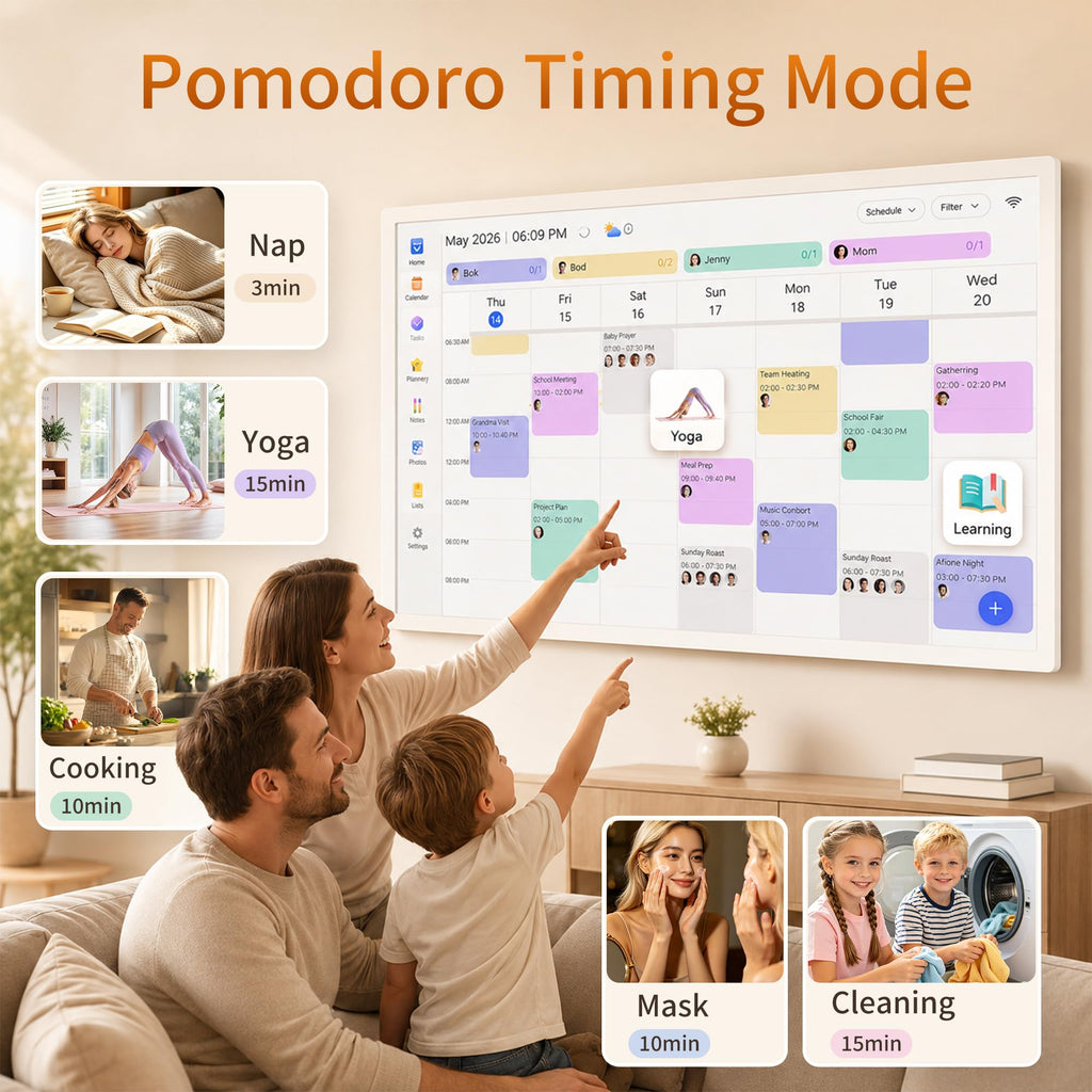 24-inch Smart Digital Calendar Touch-Screen-Whiteboard - Interactive Electronic eCalendar Whiteboard for Chore Chart