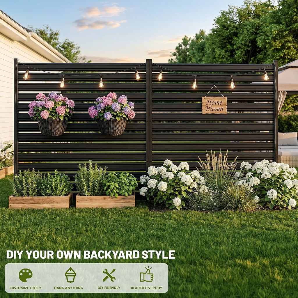 1 Panel No Dig Privacy Fence Screen, 60" H × 48" W Metal Outdoor Air Conditioner Fencing for AC Unit Cover, Hide