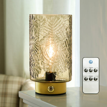 Cordless Lamps Rechargeable Battery Operated lamp,Glass Table Lamp Remote Control-Dimmable Brightness Touch Wireless