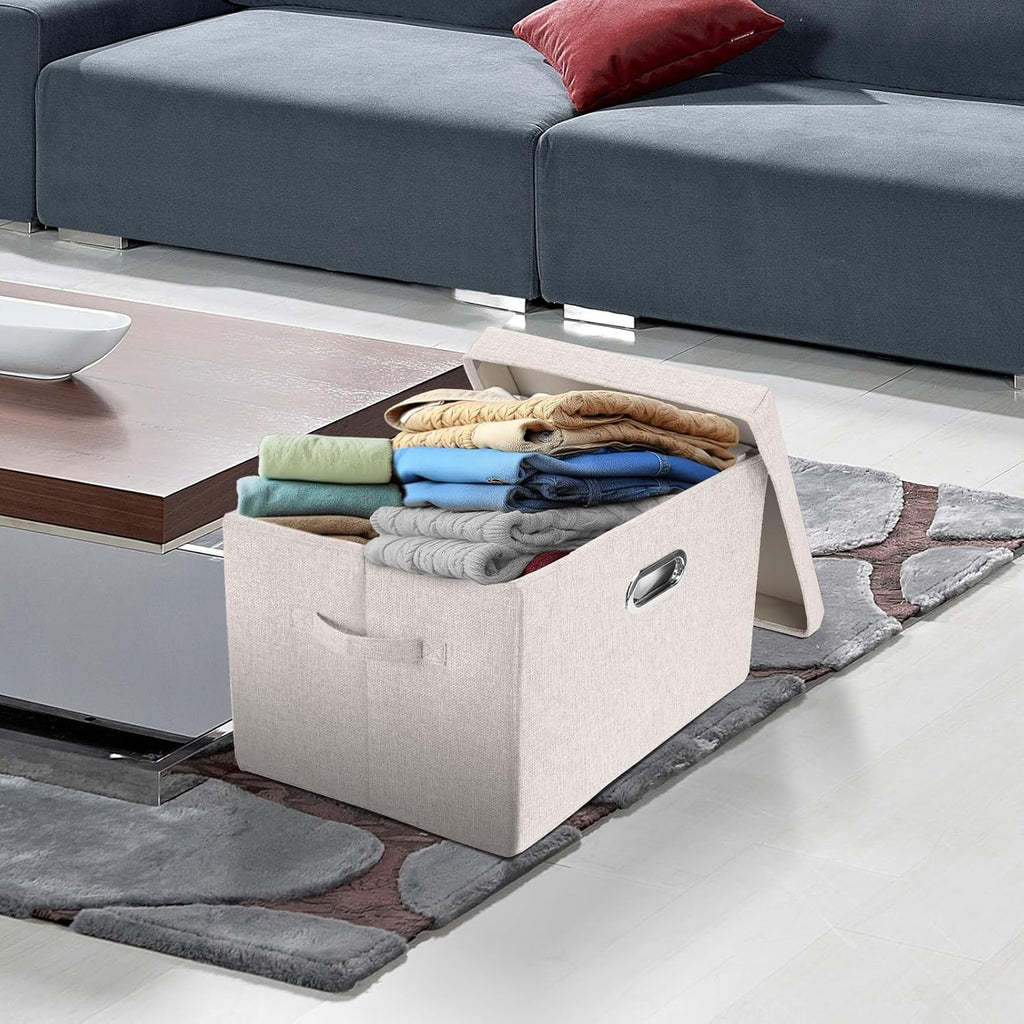 Large Storage Bins with Lids, Collapsible, Washable, Fabric Storage Boxes for Organizing, 17.3x11.8x11.4 inches, 5