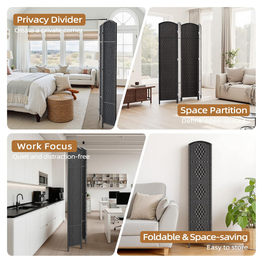 Room Divider Panel, 4 Panel Partition Room Dividers Screen, Black