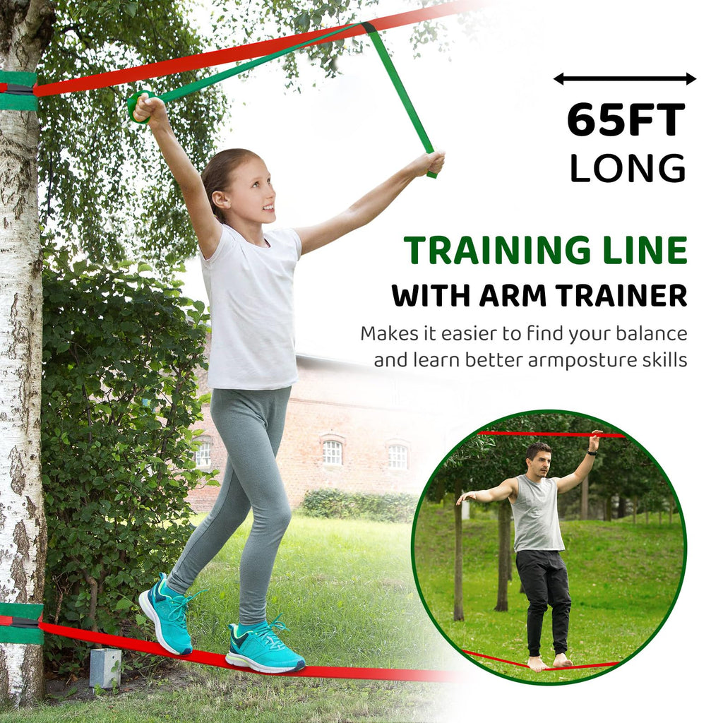 65FT Ninja Warrior Obstacle Course for Kids - Double Longest Slacklines with 10 Most Complete Accessories for Kids