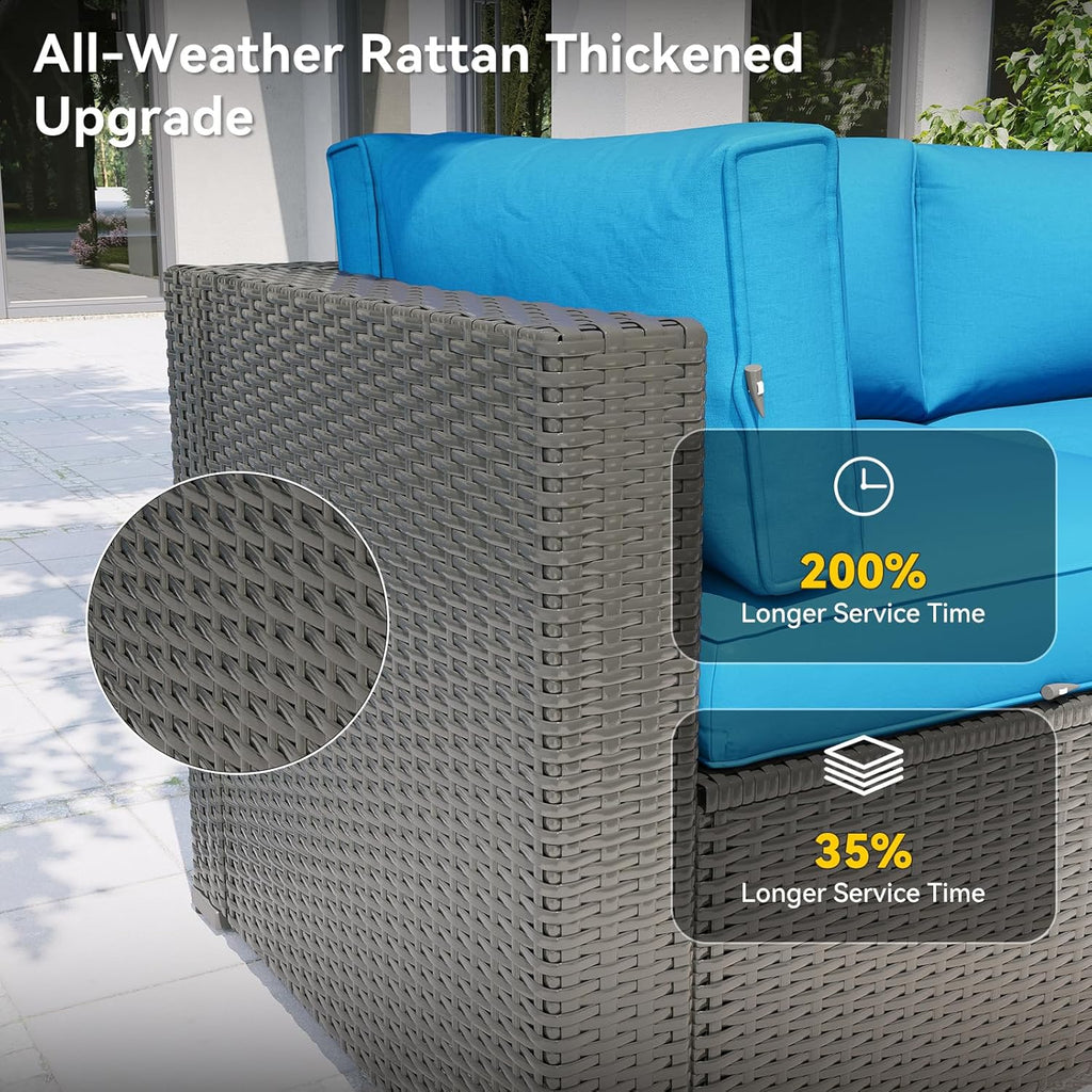 Patio Furniture Set, 7 Piece Outdoor Sectional Sofas with Waterproof Cover