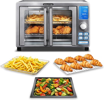 Air Fryer French Door Toaster Oven - 6-Slice Capacity, LED Display with 14 Cooking Presets, Stainles