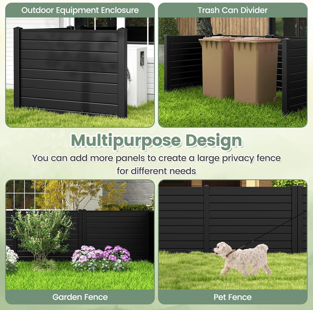 Air Conditioner Fence 2 Panels - 48''W x 36''H Outdoor Privacy Screen Trash Can Enclosure with 3 Stakes, PP Vinyl