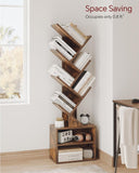6 Tier Tree Bookshelf, Small Bookcase with Storage Cabinet, Modern Tall Narrow Bookshelves Organizer