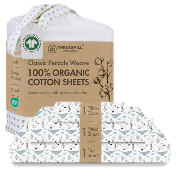 Organic Cotton Twin XL Sheet Set, Percale, 3-Piece, Dorm-Ready
