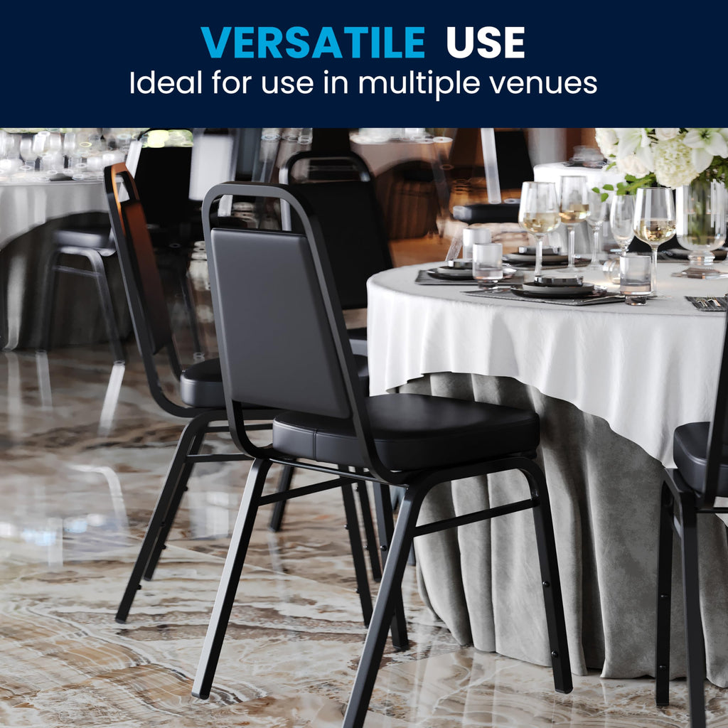 Trapezoidal Back Stackable Banquet Chair, Black