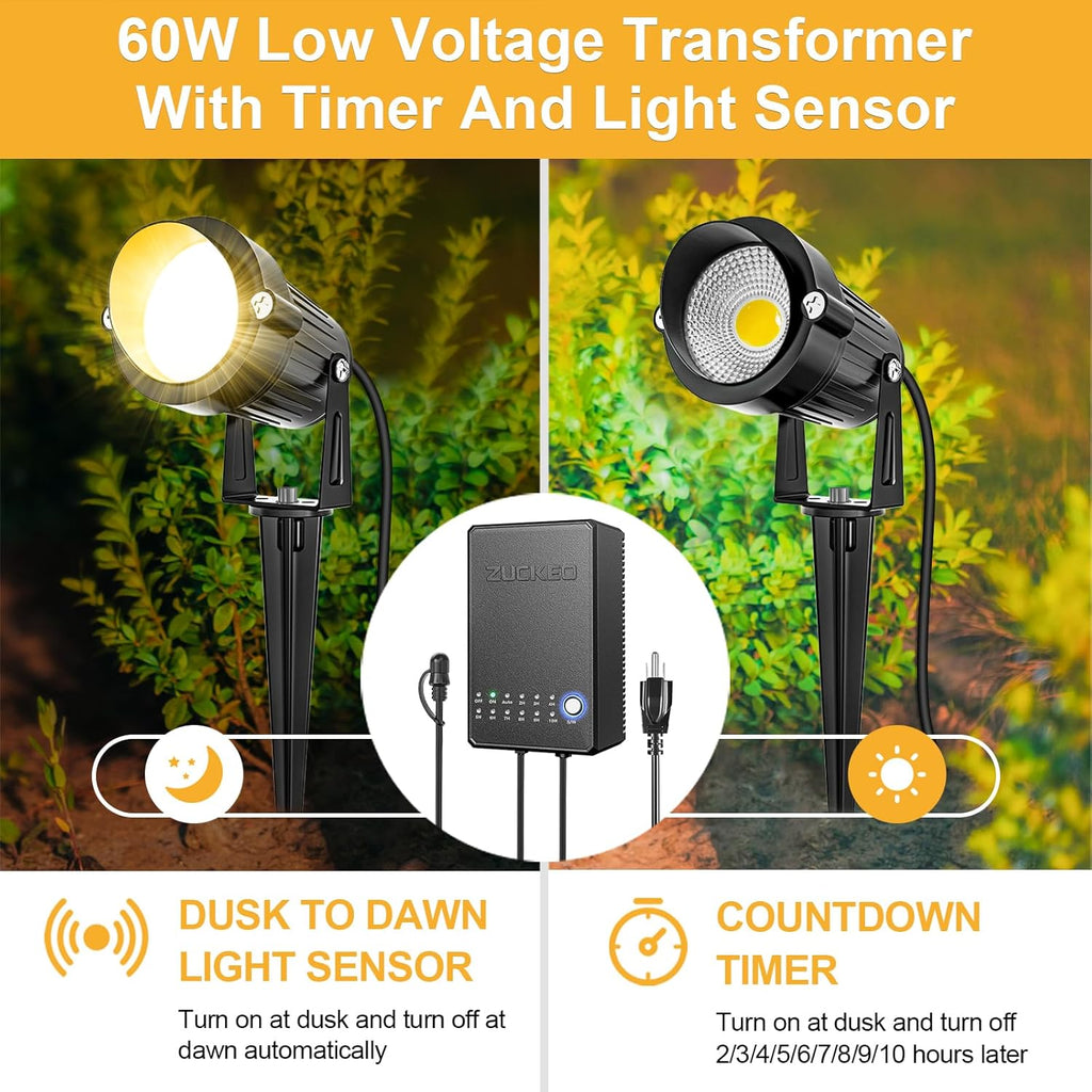 All-in-One Landscape Lighting Kit, 5W LED Low Voltage Landscape Lights with Transformer and 80FT Wire, Waterproof