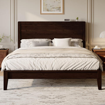 Queen Size Bamboo Bed Frame, Japanese Joinery, Midnight Black